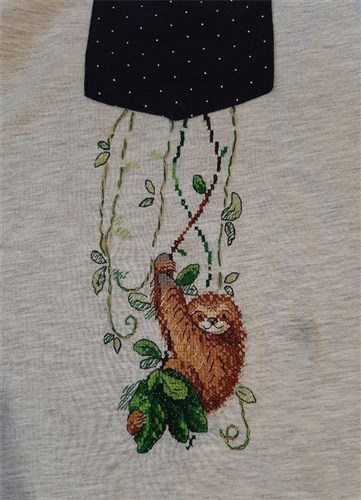 Perky Sloth Cross Stitch On Clothes