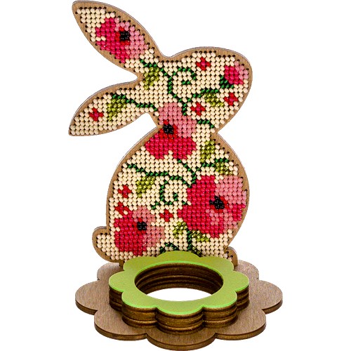Easter Bunny Bead Ornament On Wood