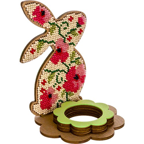 Easter Bunny Bead Ornament On Wood