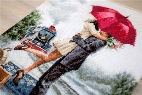 Couple On Train Station Cross-Stitch Kit
