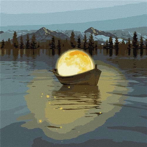 Moon Boat Paint By Numbers Kit With Metallic Paints