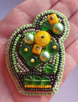 Bright Cactus Beadwork Brooch Kit