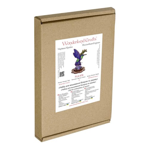 Bead Embroidery Kit On Wood Hummingbird