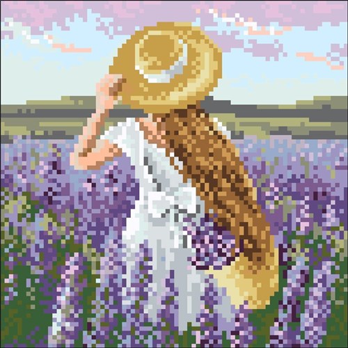 Girl In Lavender Field Diamond Painting Kit