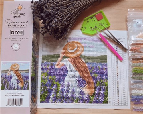 Girl In Lavender Field Diamond Painting Kit