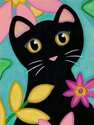 Kitty And Flowers Diamond Painting Kit