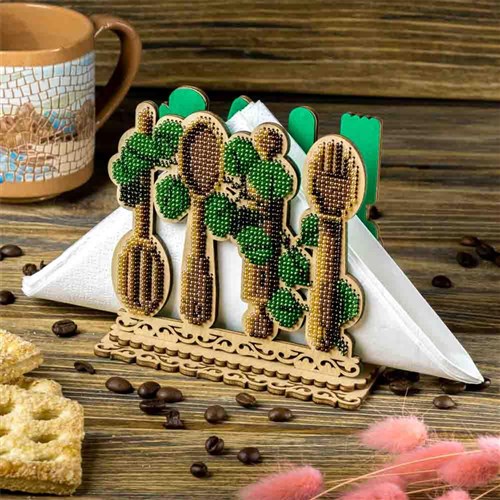 Napkin Holder Beadwork Kit On Wood