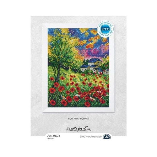 Run Away Poppies Cross Stitch Kit
