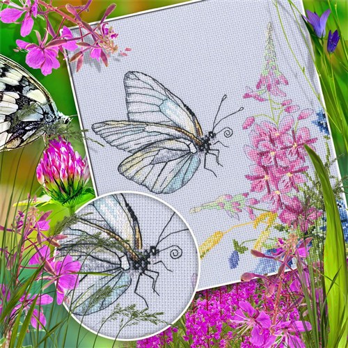 Cabbage Butterfly Cross Stitch Kit