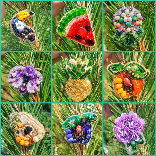 Pear Brooch Beadwork Kit