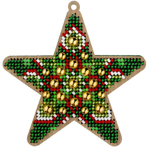 Star Ornament Bead Embroidery Kit On Wood