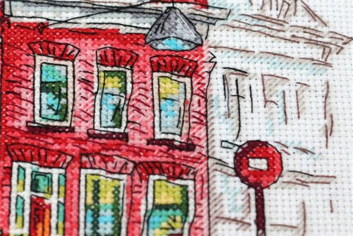 Colored Town Cross Stitch Kit