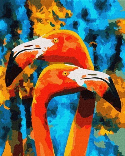 Paint By Numbers Kit Orange Flamingos