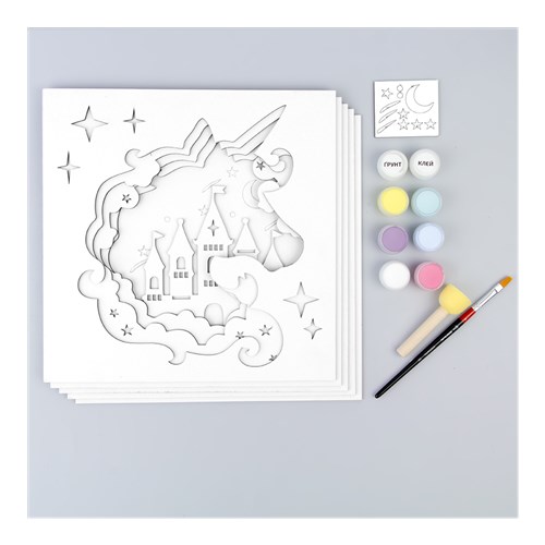 Rosa Talent Unicorn - 3D Painting Set. Primed Fiberboard