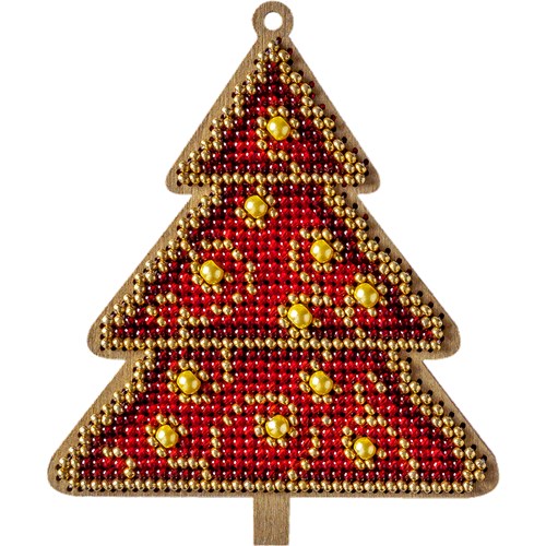 Christmas Tree Bead Embroidery On Wood