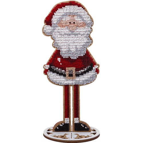 Santa Bead Embroidery Kit On Wood