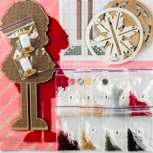 Santa Bead Embroidery Kit On Wood