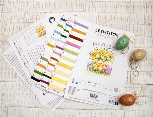 Three Chicks With Daffodils And Egg Cross Stitch Kit