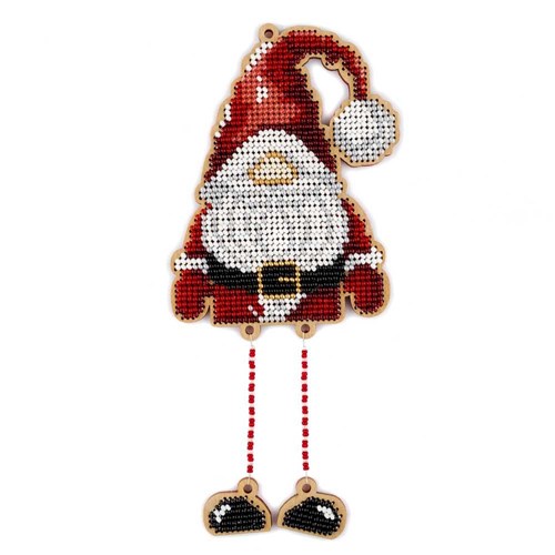 Santa Bead Embroidery Kit On Wood