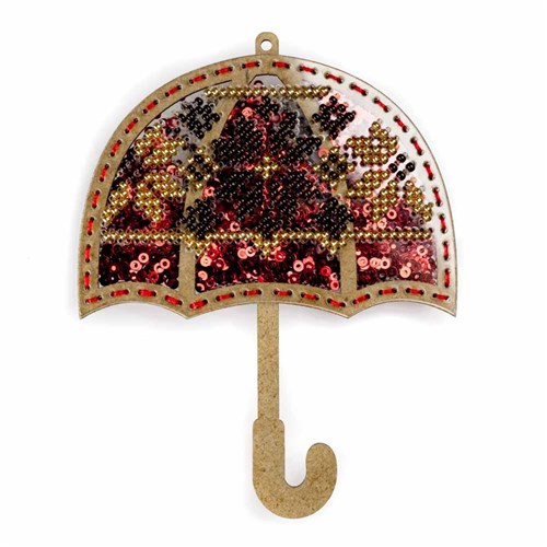 Bead Embroidery Umbrella On Plastic Base