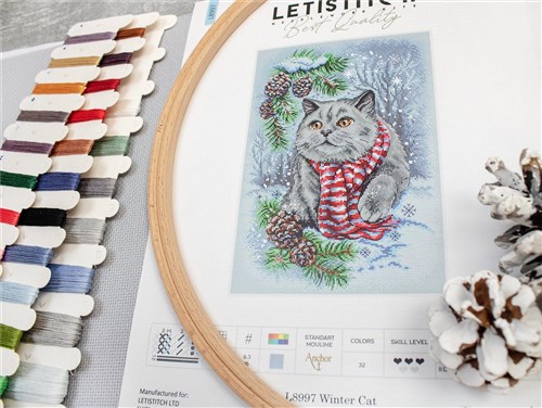 Winter Cat Cross Stitch Kit
