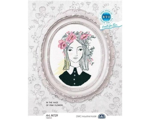 In The Haze Of Pink Flowers Cross Stitch Kit