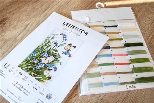 Cross Stitch Kit Butterflies And Bluebird Flowers