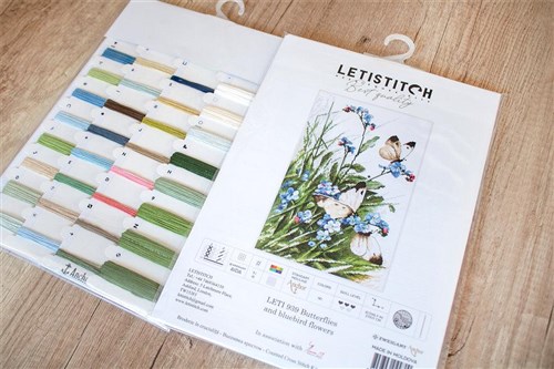 Cross Stitch Kit Butterflies And Bluebird Flowers