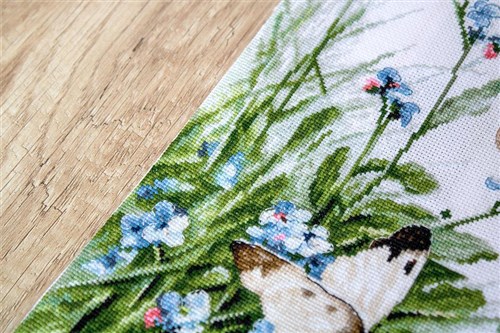 Cross Stitch Kit Butterflies And Bluebird Flowers