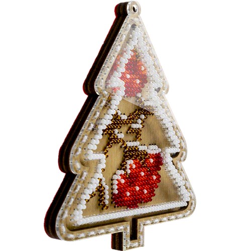 Bead Embroidery Kit On Wood- Tree Ornament