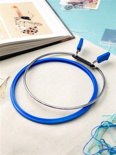 Large Spring Metal Embroidery Hoop Nurge - Deep Blue