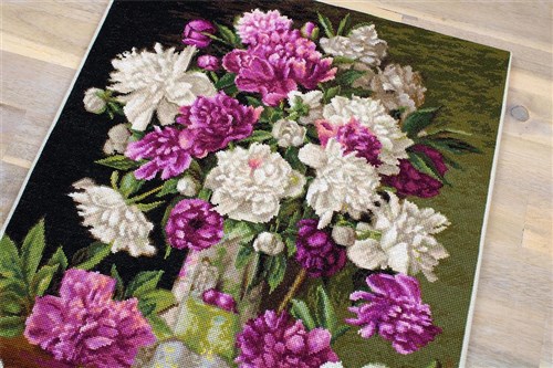 Red And White Peonies Cross Stitch Kit