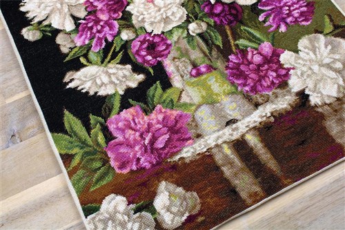 Red And White Peonies Cross Stitch Kit