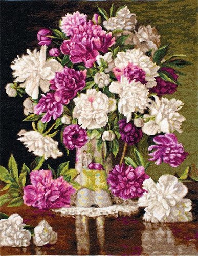 Red And White Peonies Cross Stitch Kit