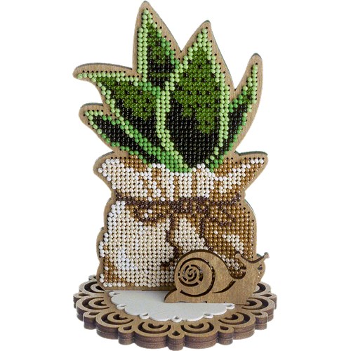 Bead Embroidery Kit On Wood - Plant