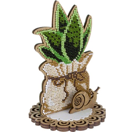 Bead Embroidery Kit On Wood - Plant