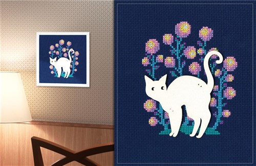 Cat Cross Stitch Kit With Plywood Form