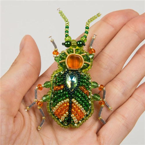 Green Beetle Brooch Beadwork Kit