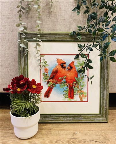 Red Cardinals Cross Stitch Kit