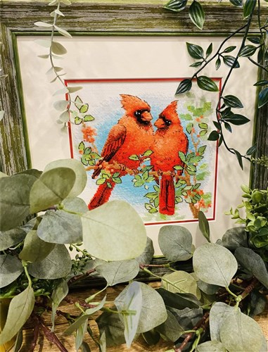 Red Cardinals Cross Stitch Kit