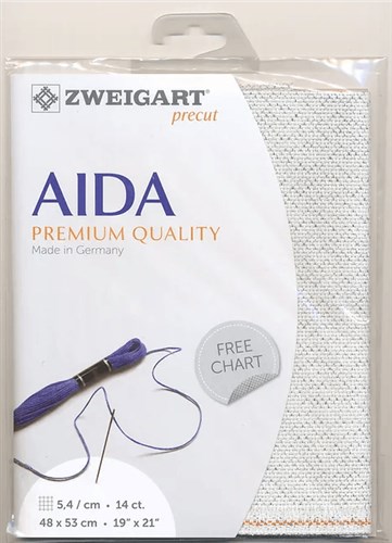 Zweigart Precut Stern-Aida 14 Count - Silver Flecked White