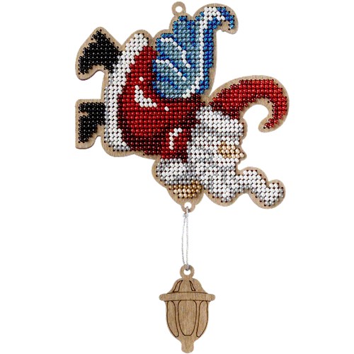 Santa Bead Embroidery Kit On Wood