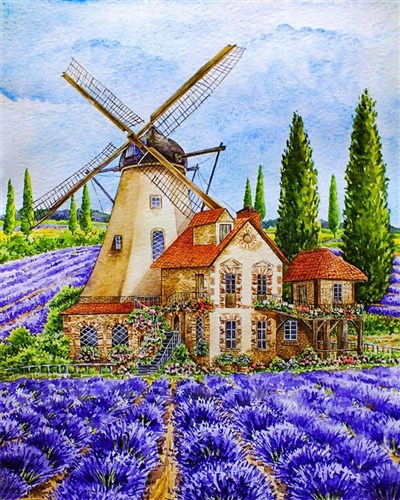 Provence Windmill Diamond Painting Kit