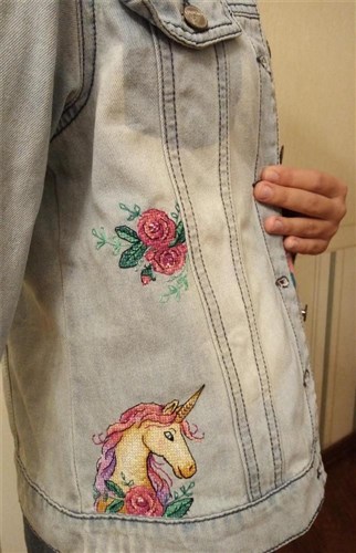 Unicorn Cross Stitch On Clothes Kit