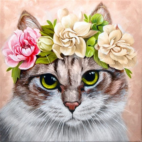 Flower Cat Diamond Painting Kit