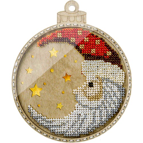 Santa Ornament Beadwork Kit On Wood