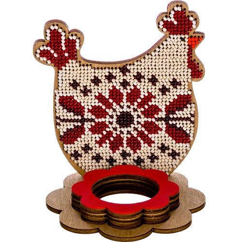 Hen Beadwork Kit On Wood