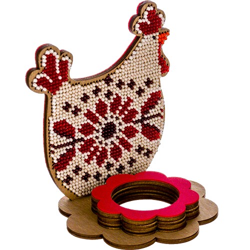 Hen Beadwork Kit On Wood