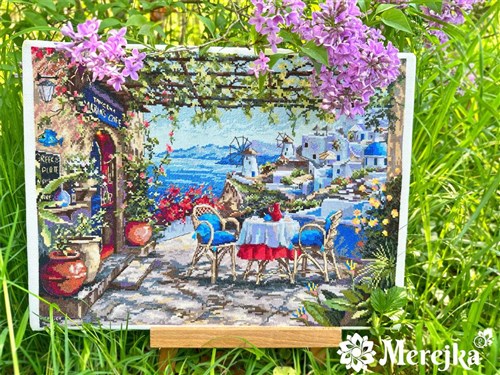 Santorini View From Terrace Cross Stitch Kit
