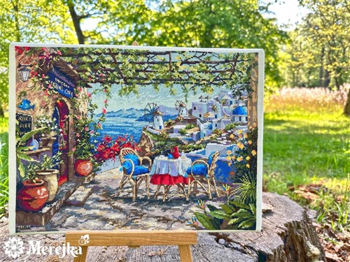 Santorini View From Terrace Cross Stitch Kit